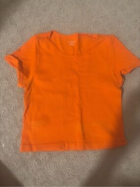 Urban Outfitters Orange Ribbed Short Sleeve Tee